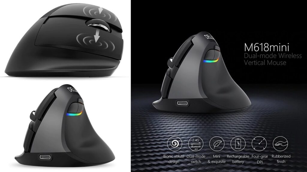 Delux M618 Mini Vertical Mouse Set it and forget it about Battery Life & Connectivity.