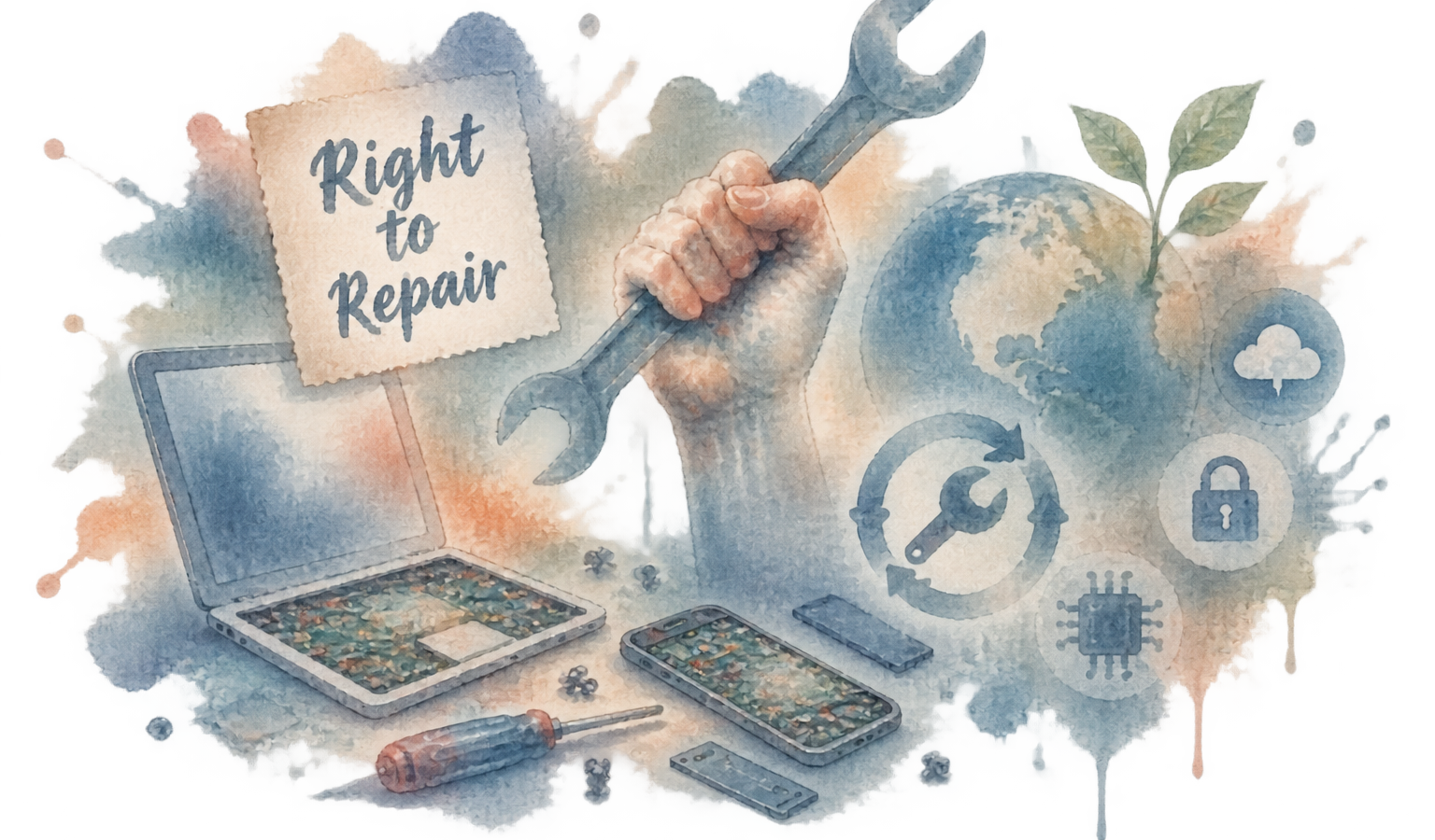 Right to repair advocate replacing a smartphone battery with basic tools
